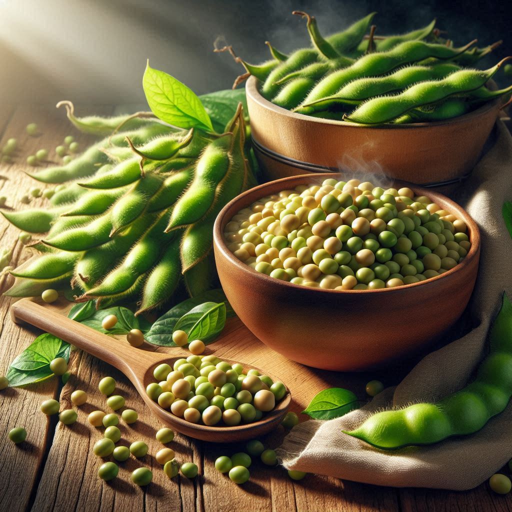 soja-biljna-hrana Sojino zrno i sojine mahune u prirodi, biljna hrana